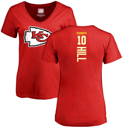 Women Football Kansas City Chiefs #10 Hill Tyreek Red Backer T-Shirt->kansas city chiefs->NFL Jersey